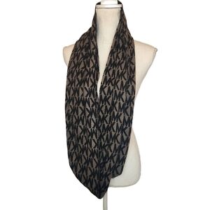 Michael Kors MK Signature Logo Infinity Scarf - Charcoal & Black Knit